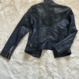 Mauritius Studden Black and Blue Leather Jacket